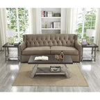 Table basse d'appoint contemporaine Roundhill Furniture Athens de 3 pièces avec étagère en bois, finition noyer vieilli et gris
