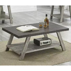 Table basse d'appoint contemporaine Roundhill Furniture Athens de 3 pièces avec étagère en bois, finition noyer vieilli et gris