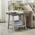 Table basse d'appoint contemporaine Roundhill Furniture Athens de 3 pièces avec étagère en bois, finition noyer vieilli et gris