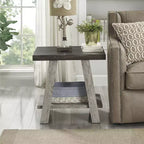 Table basse d'appoint contemporaine Roundhill Furniture Athens de 3 pièces avec étagère en bois, finition noyer vieilli et gris