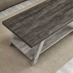 Table basse d'appoint contemporaine Roundhill Furniture Athens de 3 pièces avec étagère en bois, finition noyer vieilli et gris