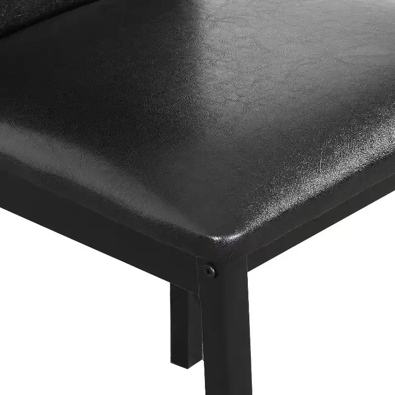 Ensemble de salle à manger en métal Citico de Roundhill Furniture avec plateau en faux marbre stratifié, table blanche et chaises noires, 5 pièces