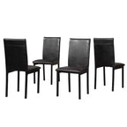 Ensemble de salle à manger en métal Citico de Roundhill Furniture avec plateau en faux marbre stratifié, table blanche et chaises noires, 5 pièces