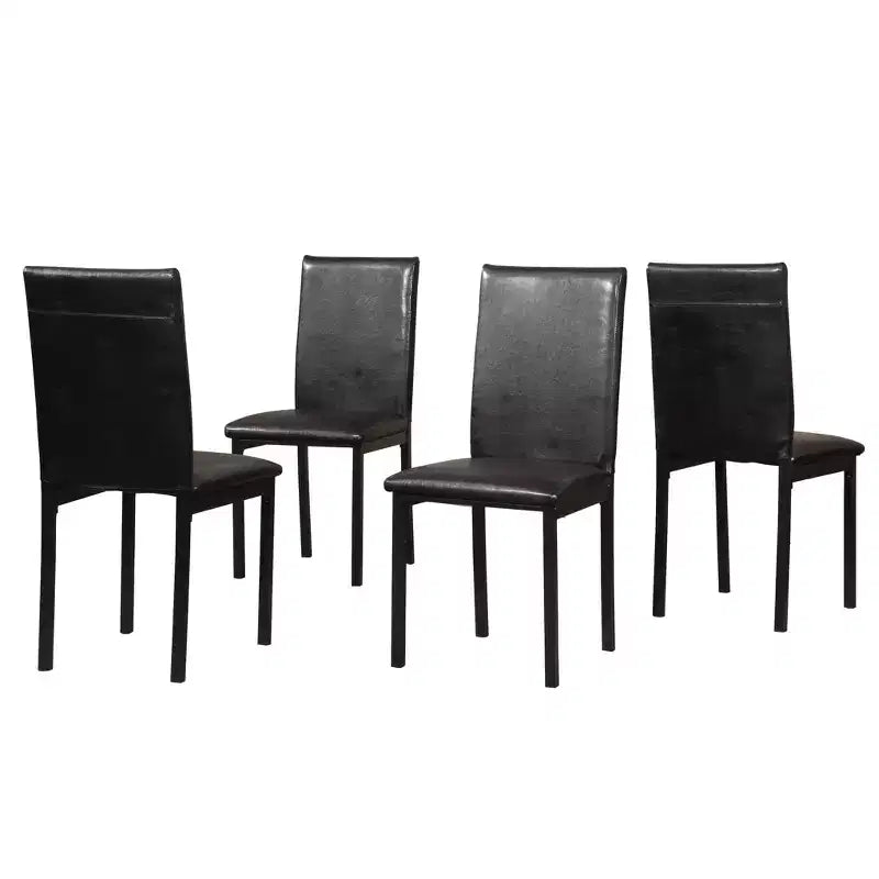 Ensemble de salle à manger en métal Citico de Roundhill Furniture avec plateau en faux marbre stratifié, table blanche et chaises noires, 5 pièces
