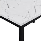 Ensemble de salle à manger en métal Citico de Roundhill Furniture avec plateau en faux marbre stratifié, table blanche et chaises noires, 5 pièces