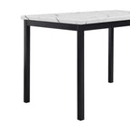 Ensemble de salle à manger en métal Citico de Roundhill Furniture avec plateau en faux marbre stratifié, table blanche et chaises noires, 5 pièces