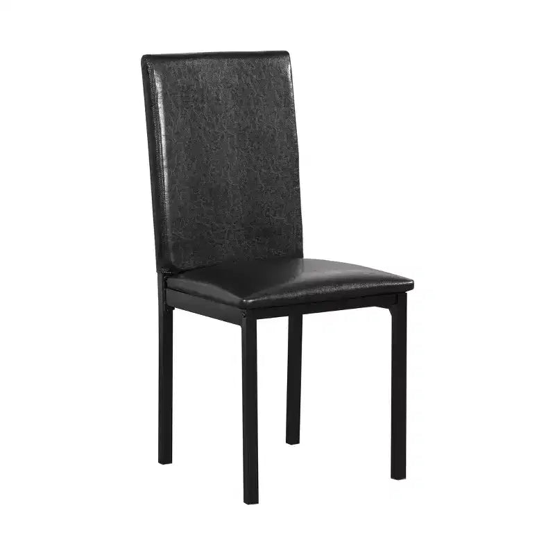 Ensemble de salle à manger en métal Citico de Roundhill Furniture avec plateau en faux marbre stratifié, table blanche et chaises noires, 5 pièces
