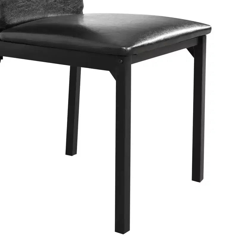 Ensemble de salle à manger en métal Citico de Roundhill Furniture avec plateau en faux marbre stratifié, table blanche et chaises noires, 5 pièces