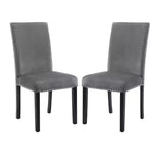 Chaises de salle à manger contemporaines en velours Roundhill Furniture Cobre avec garniture cloutée, grises, lot de 2