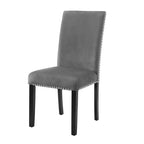 Chaises de salle à manger contemporaines en velours Roundhill Furniture Cobre avec garniture cloutée, grises, lot de 2