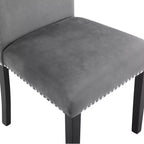 Chaises de salle à manger contemporaines en velours Roundhill Furniture Cobre avec garniture cloutée, grises, lot de 2