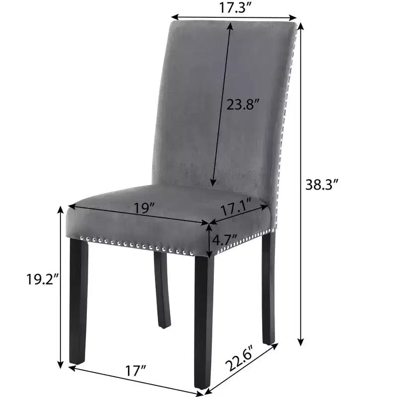 Chaises de salle à manger contemporaines en velours Roundhill Furniture Cobre avec garniture cloutée, grises, lot de 2