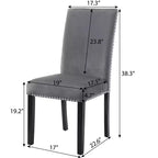 Chaises de salle à manger contemporaines en velours Roundhill Furniture Cobre avec garniture cloutée, grises, lot de 2