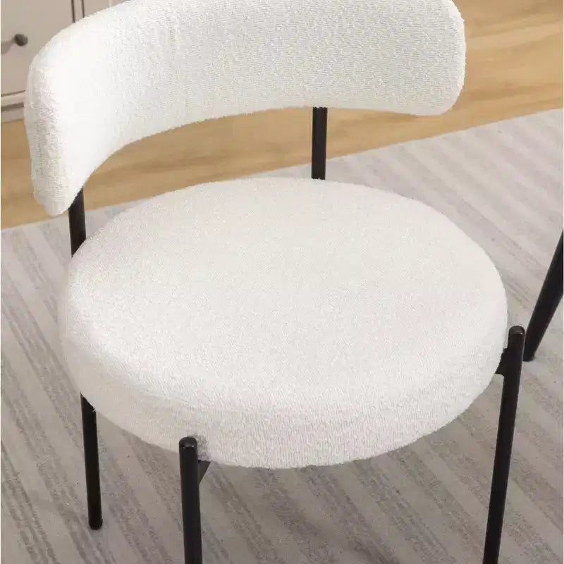 Ensemble de salle à manger rond 5 pièces Roundhill Furniture Durban, table à manger en bois avec 4 chaises en bouclette