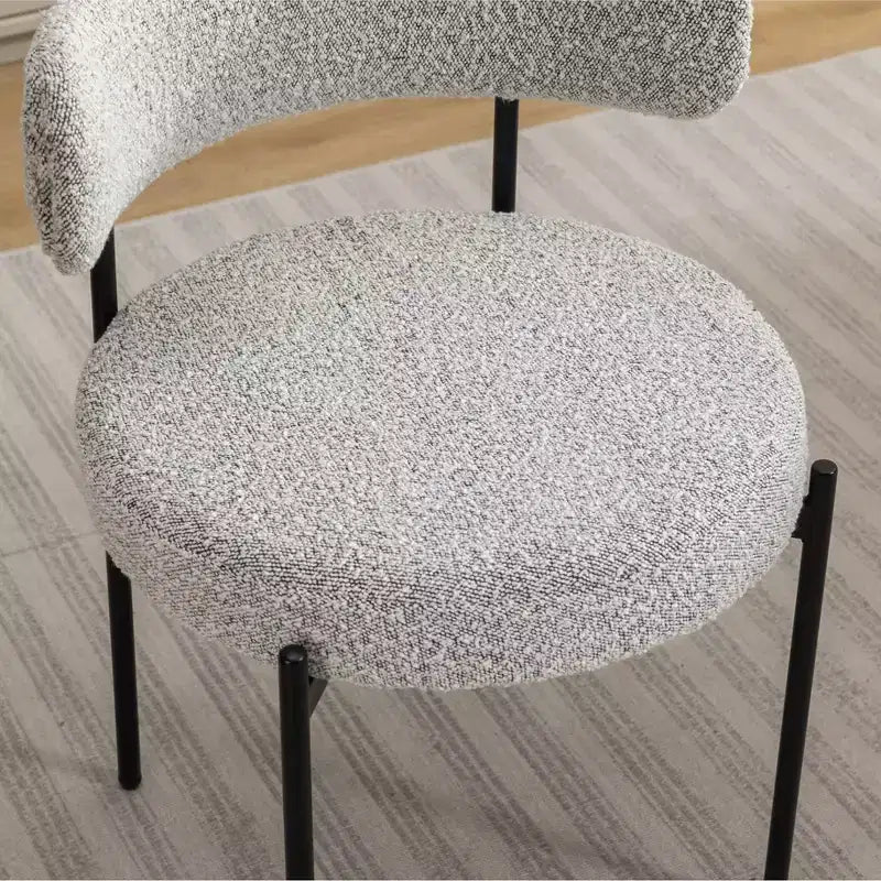 Ensemble de salle à manger rond 5 pièces Roundhill Furniture Durban, table à manger en bois avec 4 chaises en bouclette