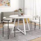 Ensemble de salle à manger rond 5 pièces Roundhill Furniture Durban, table à manger en bois avec 4 chaises en bouclette