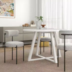 Ensemble de salle à manger rond 5 pièces Roundhill Furniture Durban, table à manger en bois avec 4 chaises en bouclette