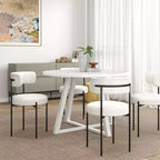 Ensemble de salle à manger rond 5 pièces Roundhill Furniture Durban, table à manger en bois avec 4 chaises en bouclette