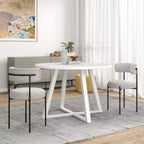 Ensemble de salle à manger rond 5 pièces Roundhill Furniture Durban, table à manger en bois avec 4 chaises en bouclette
