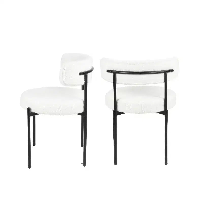 Ensemble de salle à manger rond 5 pièces Roundhill Furniture Durban, table à manger en bois avec 4 chaises en bouclette