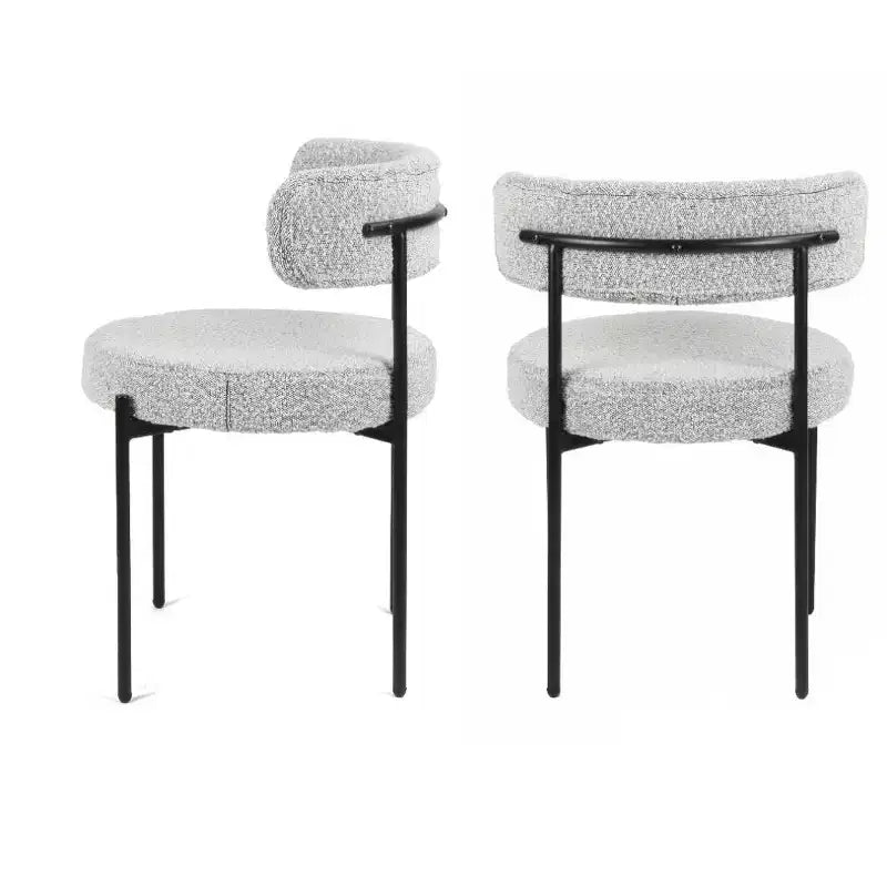 Ensemble de salle à manger rond 5 pièces Roundhill Furniture Durban, table à manger en bois avec 4 chaises en bouclette
