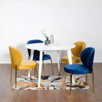 Roundhill Furniture Amoa – Ensemble de salle à manger contemporain, table ronde blanche et 4 chaises, 5 pièces