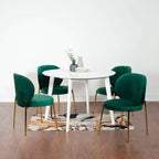 Roundhill Furniture Amoa – Ensemble de salle à manger contemporain, table ronde blanche et 4 chaises, 5 pièces