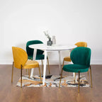 Roundhill Furniture Amoa – Ensemble de salle à manger contemporain, table ronde blanche et 4 chaises, 5 pièces