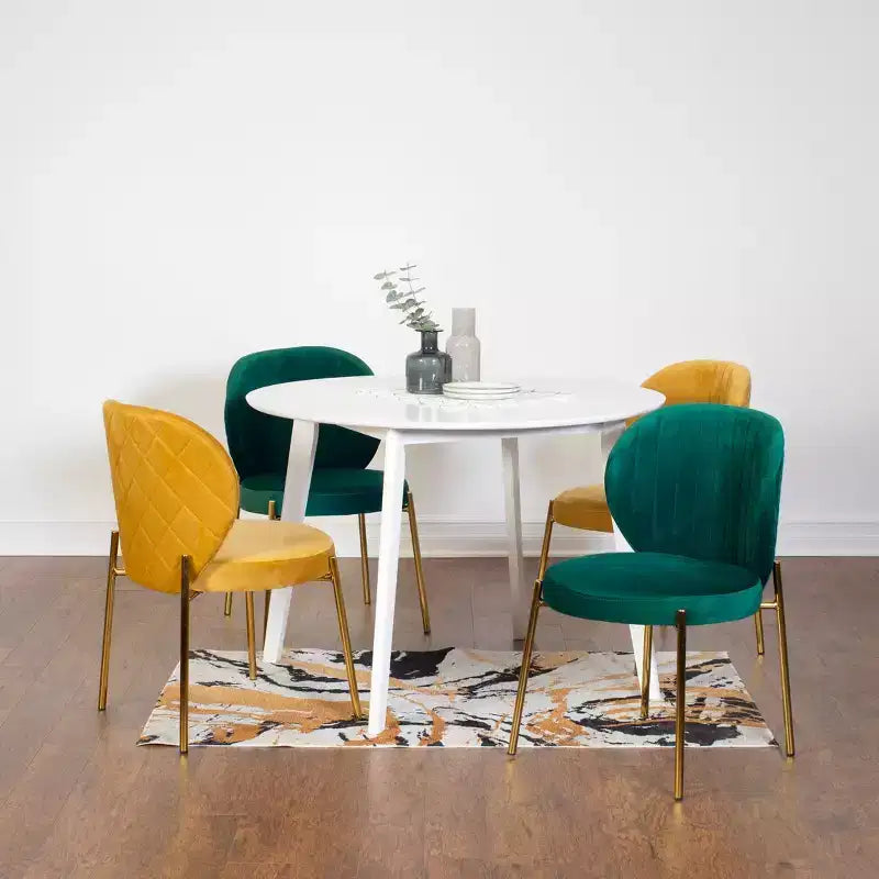 Roundhill Furniture Amoa – Ensemble de salle à manger contemporain, table ronde blanche et 4 chaises, 5 pièces