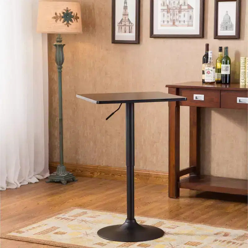 Table de bar Belham Black Square avec pied réglable en métal