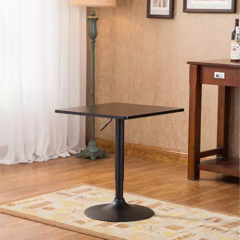 Table de bar Belham Black Square avec pied réglable en métal