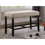 Banc de salle à manger Roundhill Furniture Biony en tissu, hauteur comptoir, avec garniture cloutée, couleur sable