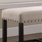 Banc de salle à manger Roundhill Furniture Biony en tissu, hauteur comptoir, avec garniture cloutée, couleur sable