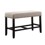 Banc de salle à manger Roundhill Furniture Biony en tissu, hauteur comptoir, avec garniture cloutée, couleur sable