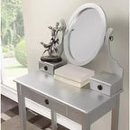 Moniys Wood Moniya Coiffeuse et tabouret, Argent