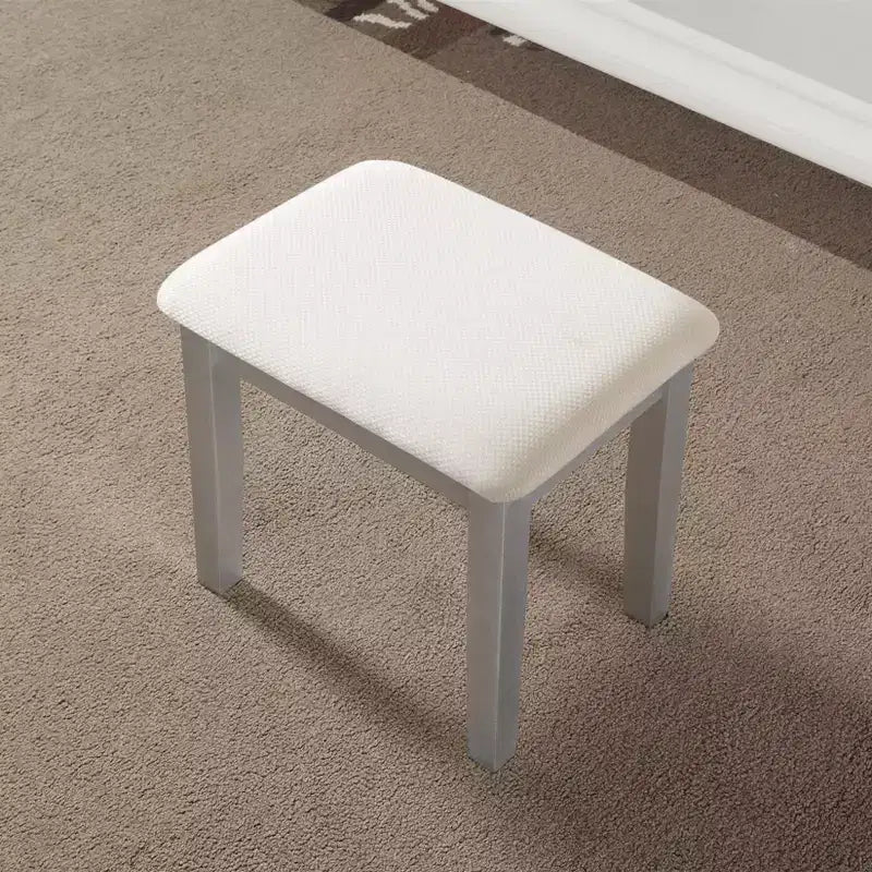 Moniys Wood Moniya Coiffeuse et tabouret, Argent