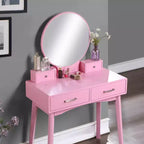 Ensemble coiffeuse et tabouret en bois contemporain Liannon, rose