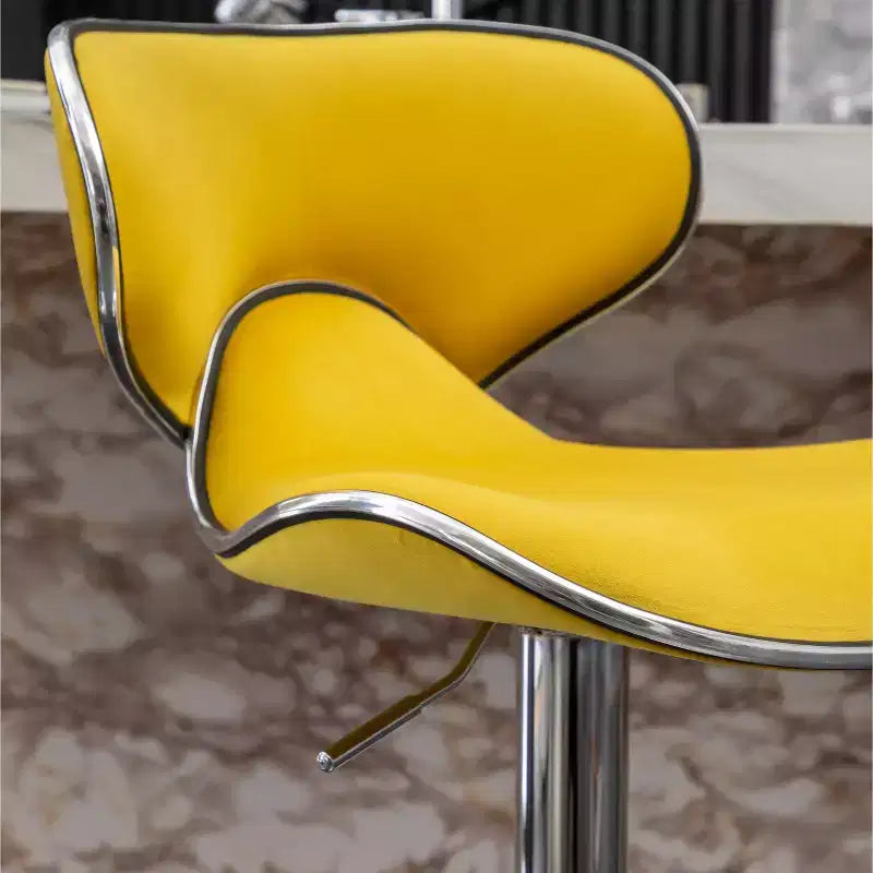 Tabouret de bar pivotant et réglable Masaccio en velours, lot de 2, jaune