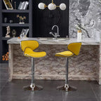 Tabouret de bar pivotant et réglable Masaccio en velours, lot de 2, jaune