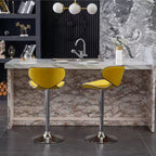Tabouret de bar pivotant et réglable Masaccio en velours, lot de 2, jaune