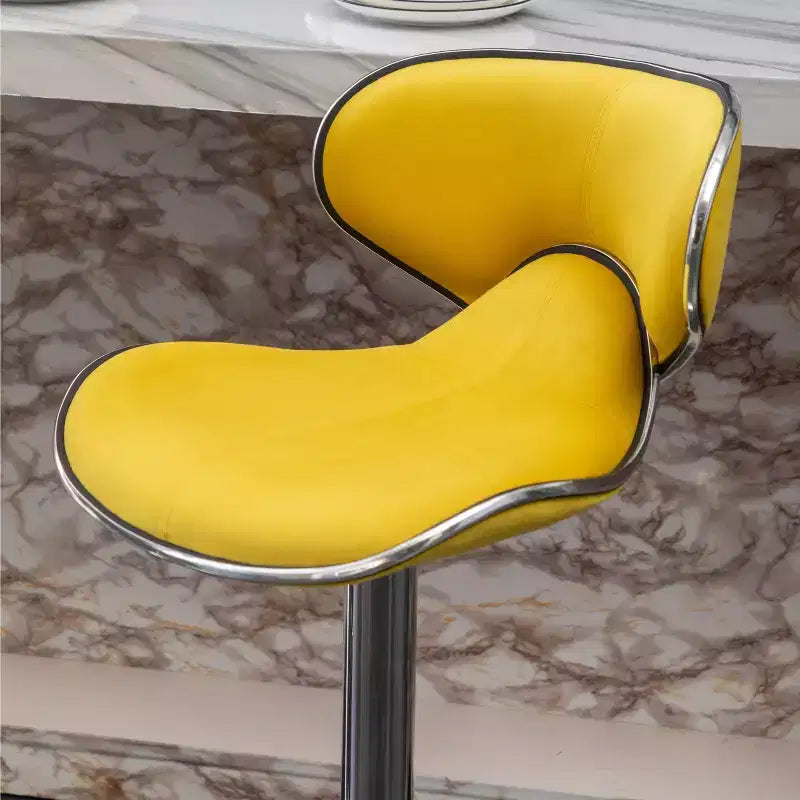 Tabouret de bar pivotant et réglable Masaccio en velours, lot de 2, jaune