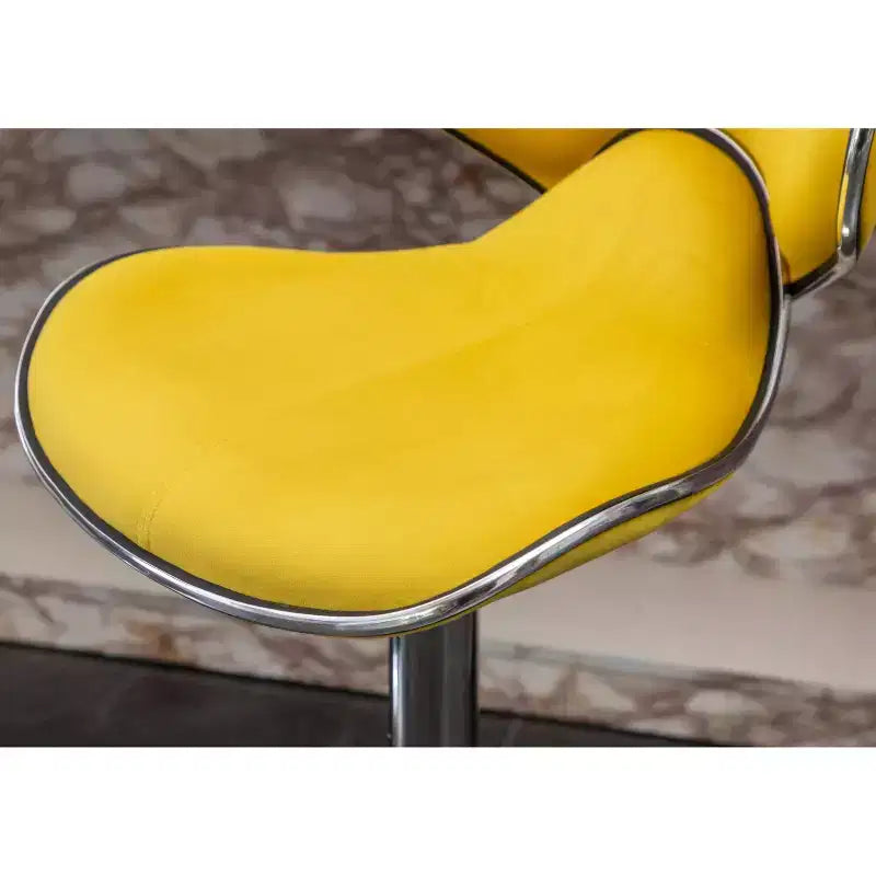 Tabouret de bar pivotant et réglable Masaccio en velours, lot de 2, jaune