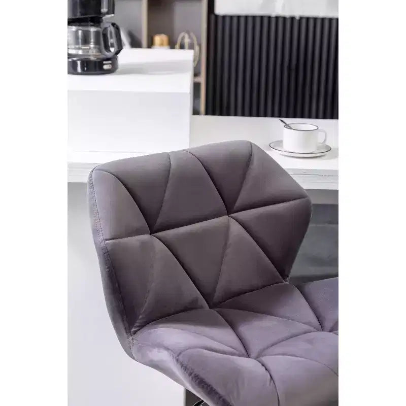 Tabourets de bar pivotants à hauteur réglable Breni Velvet Diamond Tufted, lot de 2, gris