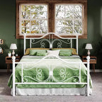 Allewie Kids Metal Bed Frame with Butterfly Headboard and Footboard, No Box Spring Needed