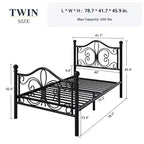 Cadre de lit en métal pour enfants Allewie avec tête et pied de lit papillon, aucun sommier tapissier requis
