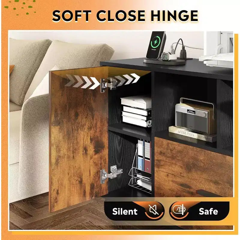 GALAXHERO Meuble de Rangement avec Station de Charge, Classeur à Roulettes à 1 Tiroir, Meuble de Classement Verrouillable pour Bureau à Domicile, Support d'Imprimante avec Rangement