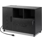 GALAXHERO Meuble de Rangement avec Station de Charge, Classeur à Roulettes à 1 Tiroir, Meuble de Classement Verrouillable pour Bureau à Domicile, Support d'Imprimante avec Rangement