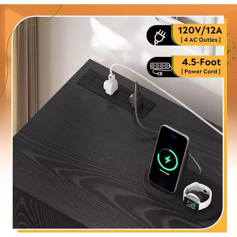 GALAXHERO Meuble de Rangement avec Station de Charge, Classeur à Roulettes à 1 Tiroir, Meuble de Classement Verrouillable pour Bureau à Domicile, Support d'Imprimante avec Rangement