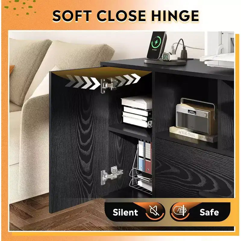 GALAXHERO Meuble de Rangement avec Station de Charge, Classeur à Roulettes à 1 Tiroir, Meuble de Classement Verrouillable pour Bureau à Domicile, Support d'Imprimante avec Rangement