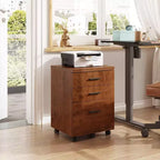 DEXYLLO Meuble Classeur à 3 Tiroirs pour Bureau à Domicile, Caisson de Classement en Bois Sous Bureau, Support d'Imprimante Roulant avec Roues